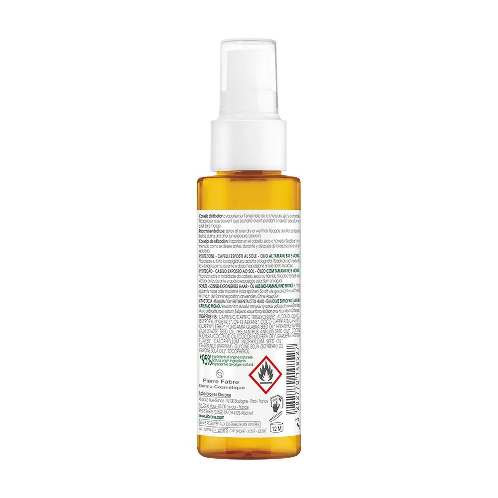 KLORANE MONOI Y TAMANU ACEITE SECO SOLAR SPF30 PARA CABELLO 100ML - Imagen 2